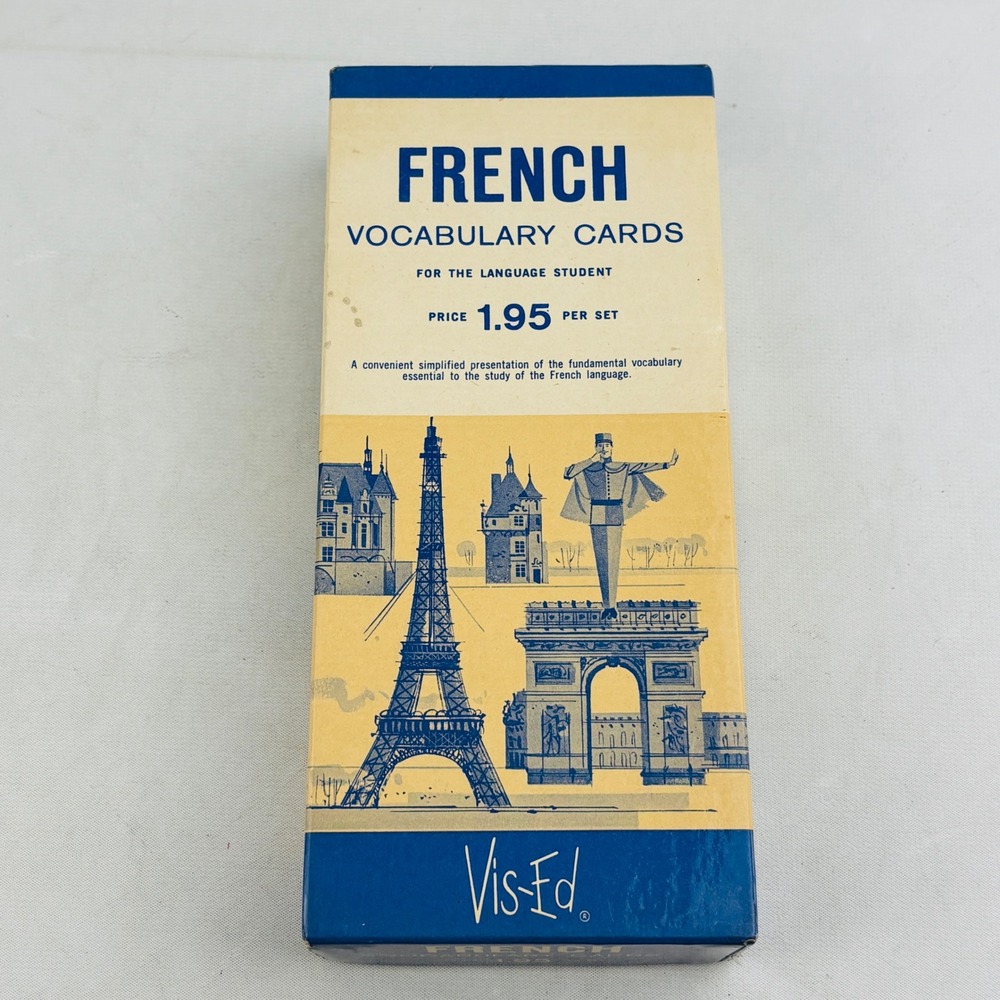 Vintage Vis-Ed French Vocabulary Cards 1000 Flash Cards Language‎ Study Set